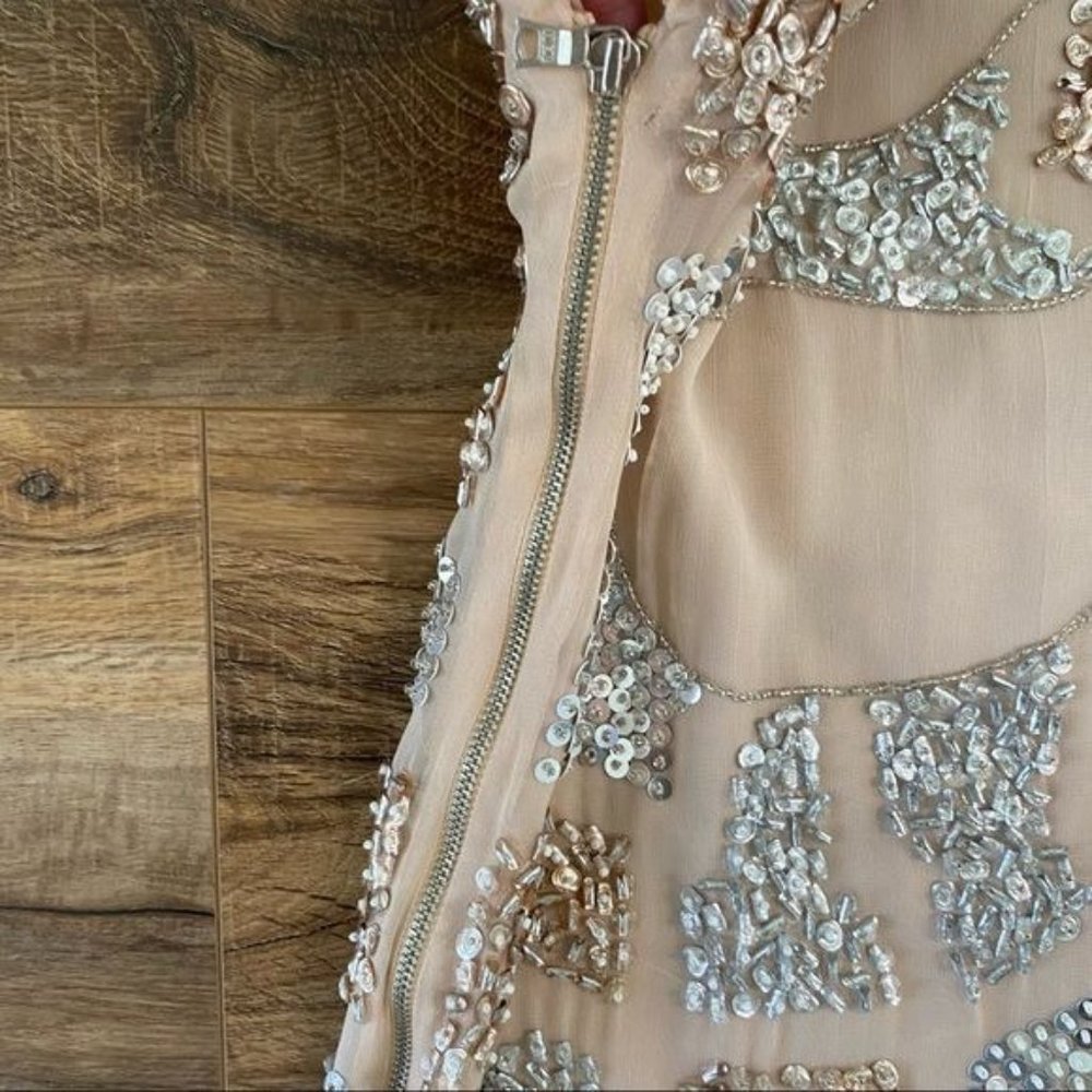 ALICE+OLIVIA Beaded Sequins Embellished 100% Silk Mini Cocktail dress Sz 2 EUC - Picture 13 of 16
